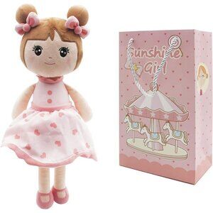 🆕 Baby Girl Pink Stuffed Super Soft Plush Cotton Filler Damp Cloth Toy Gifts